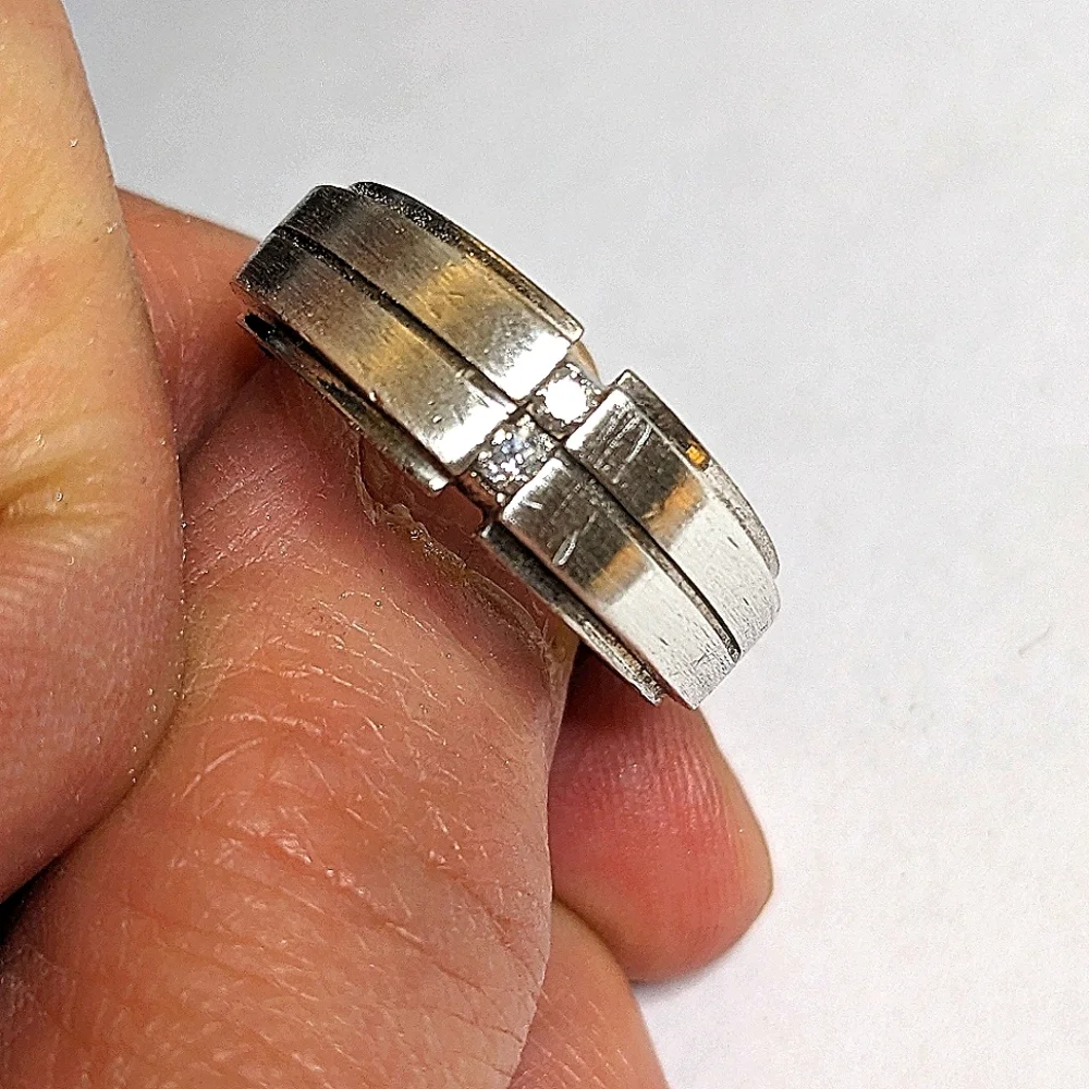 Vintage Men's Sterling Silver Diamond‎ Band Size 10